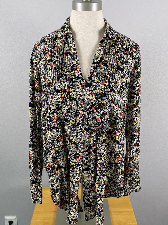 Maeve Tops - Maeve Anthropologie Matilda Black Floral Long Sleeve Button-up Blouse Size Large